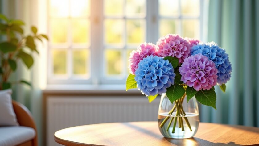 Astuces pour préserver la beauté des hortensias dans un vase durablement